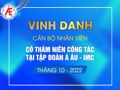 GHI DANH "BẢNG VÀNG THÂM NIÊN" CBNV TẬP ĐOÀN Á ÂU - IMC, THÁNG 10/2022